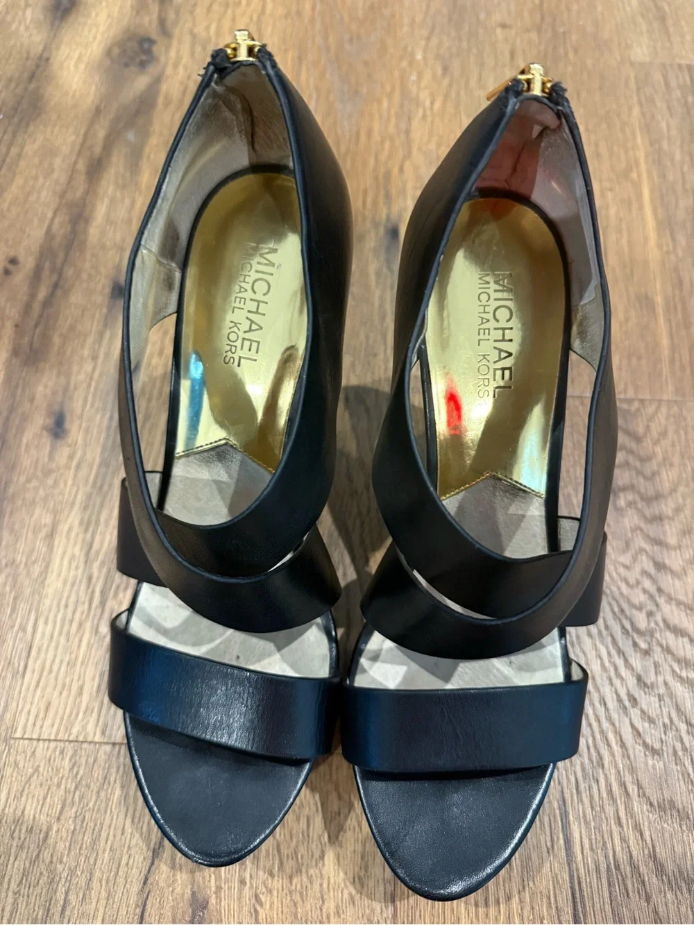 Michael Kors Black Leather Strappy High Heel Sandals